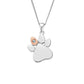Paw Prints Sterling Silver Birthstone Pendant for March with Aquamarine
