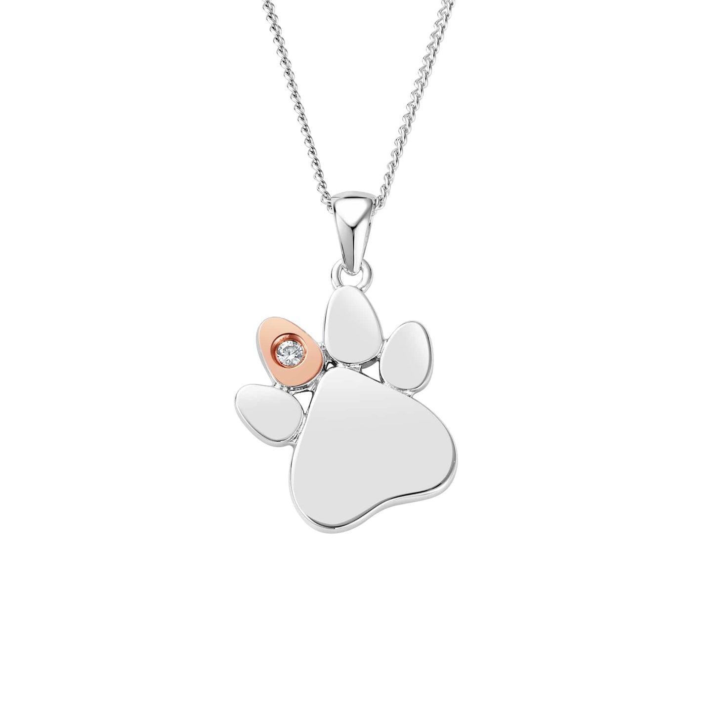 Paw Prints on My Heart Silver Birthstone Pendant – April