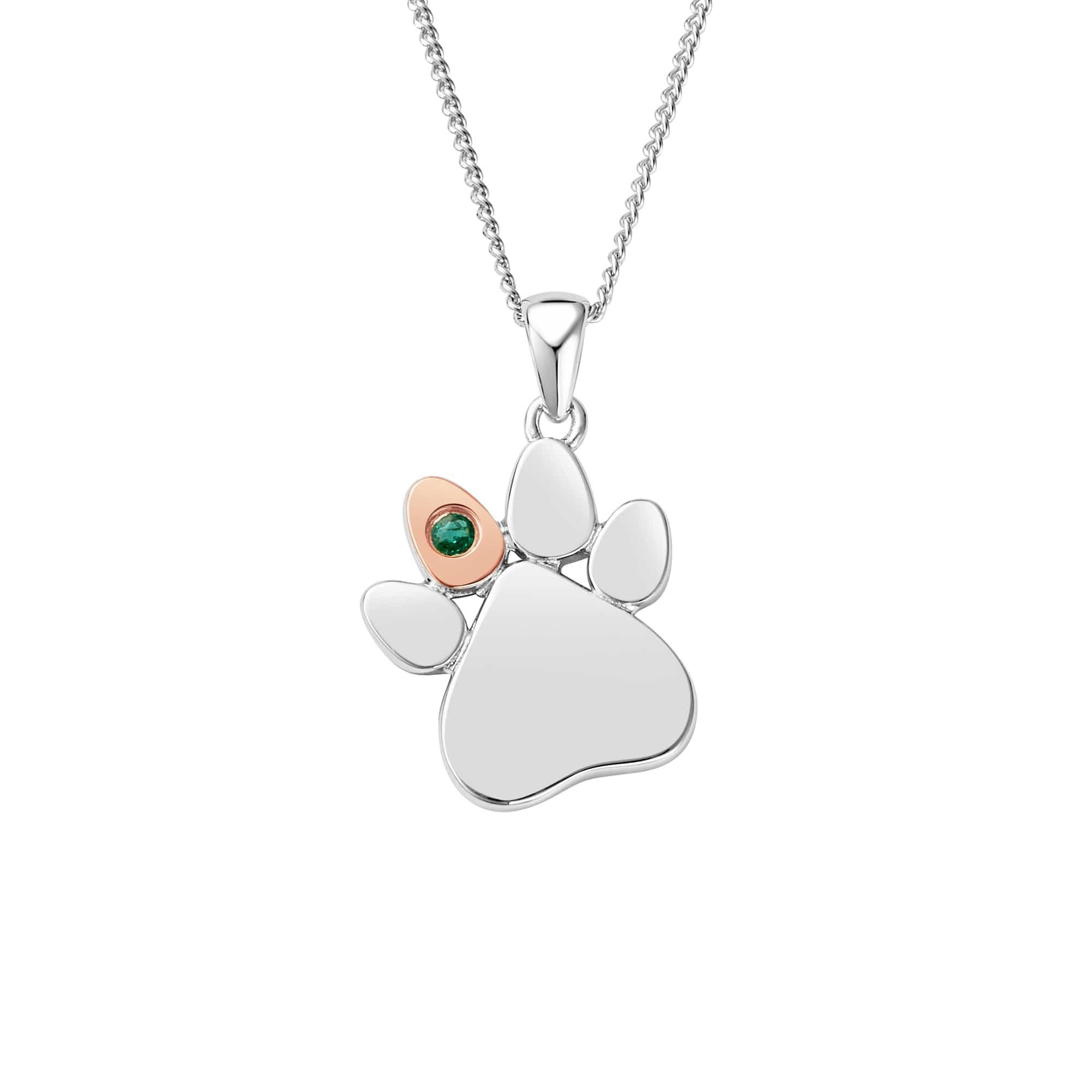 Dog Paw Print Pendant Necklace in Sterling Silver