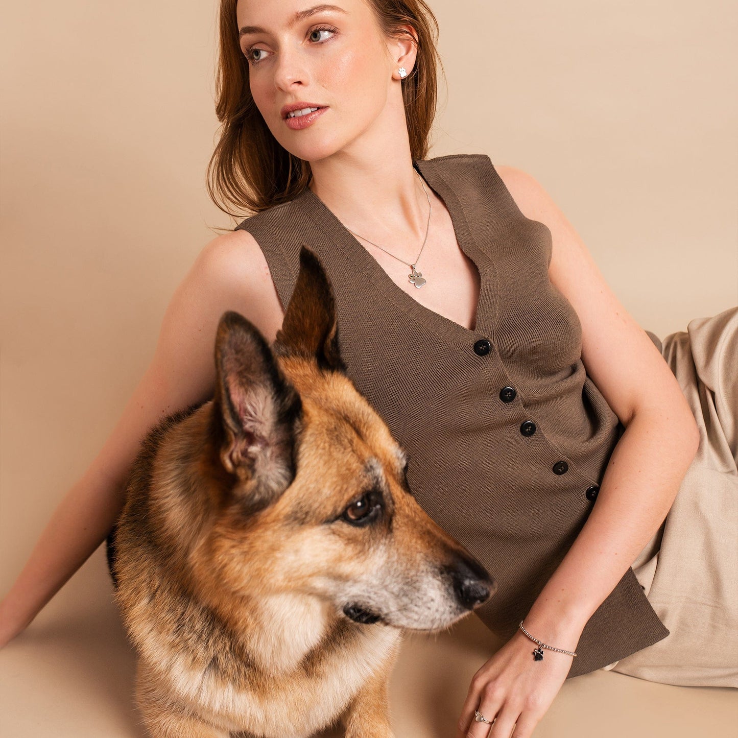 Paw Prints Sterling Silver Affinity Bracelet with Topaz