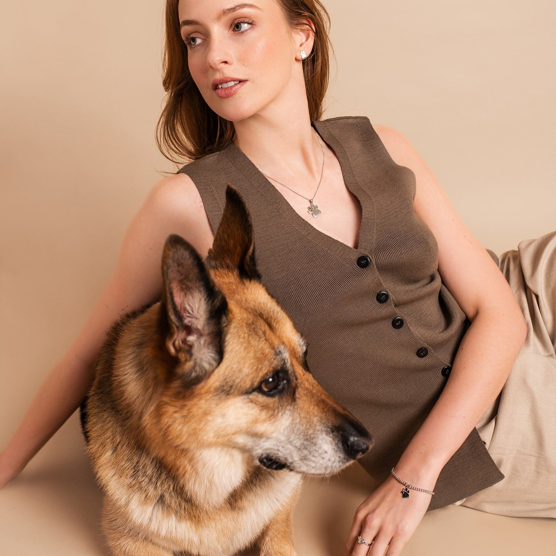 Paw Prints Sterling Silver Affinity Bracelet with Topaz