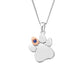Paw Prints Sterling Silver Birthstone Pendant for September with Sapphire