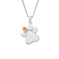 Paw Prints on My Heart Silver Birthstone Pendant – November