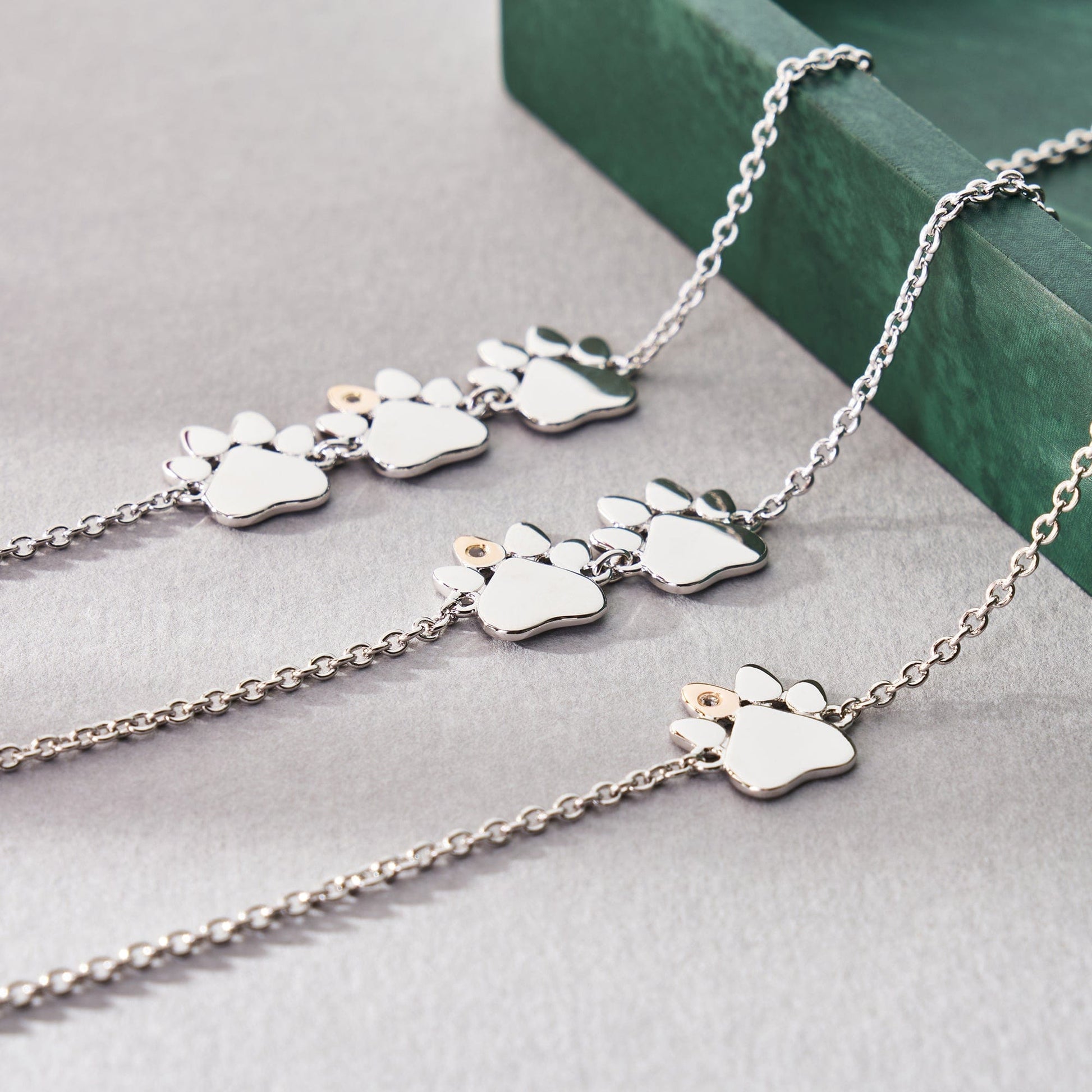 Paw Prints Sterling Silver Double-Paw Bracelet with Topaz