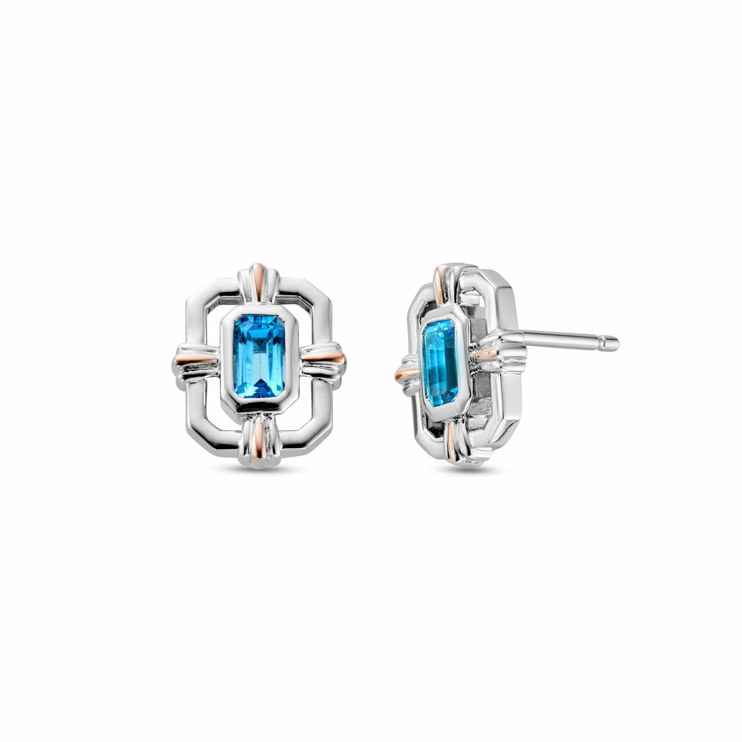 Royal Clogau® Sterling Silver Gateways Stud Earrings with Swiss Blue Topaz