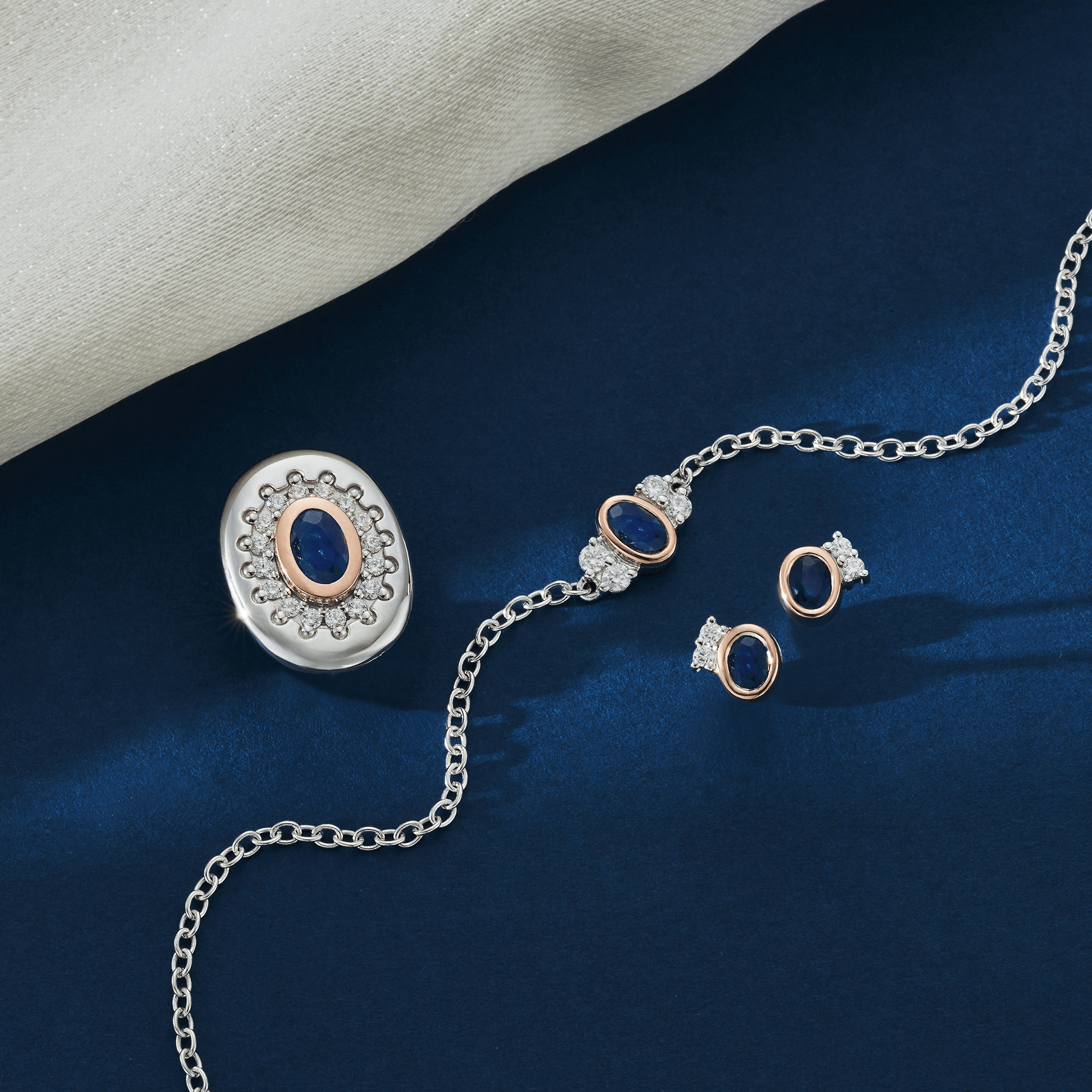 Royal Clogau® Sterling Silver Diana Stud Earrings with Sapphires & Swarovski® Zirconia