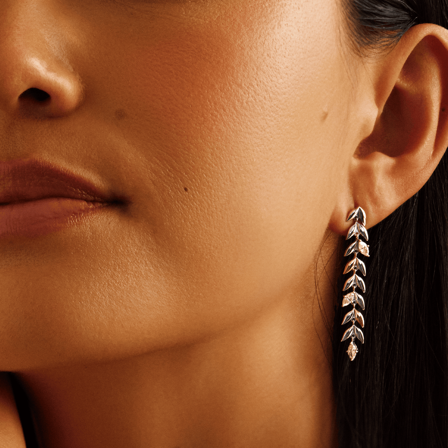 Royal Clogau® Sterling Silver Leaf Drop Earrings with Swarovski® Zirconia