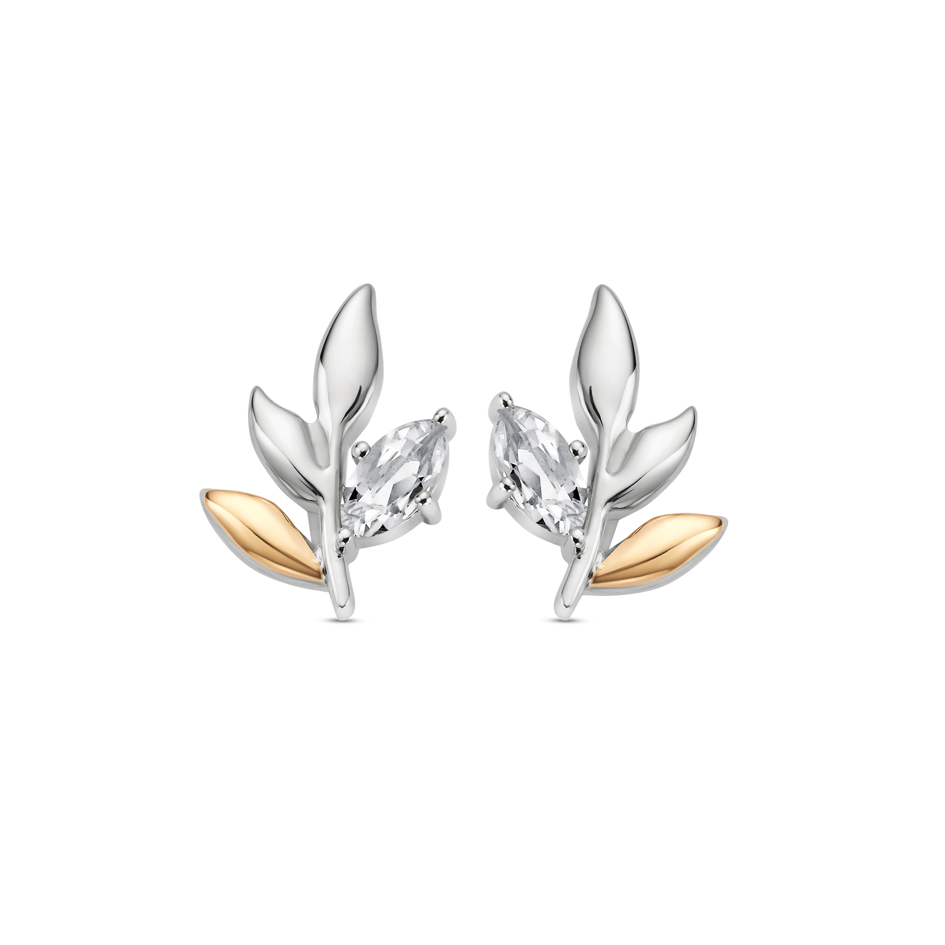 Royal Clogau® Sterling Silver Leaf Stud Earrings with Topaz
