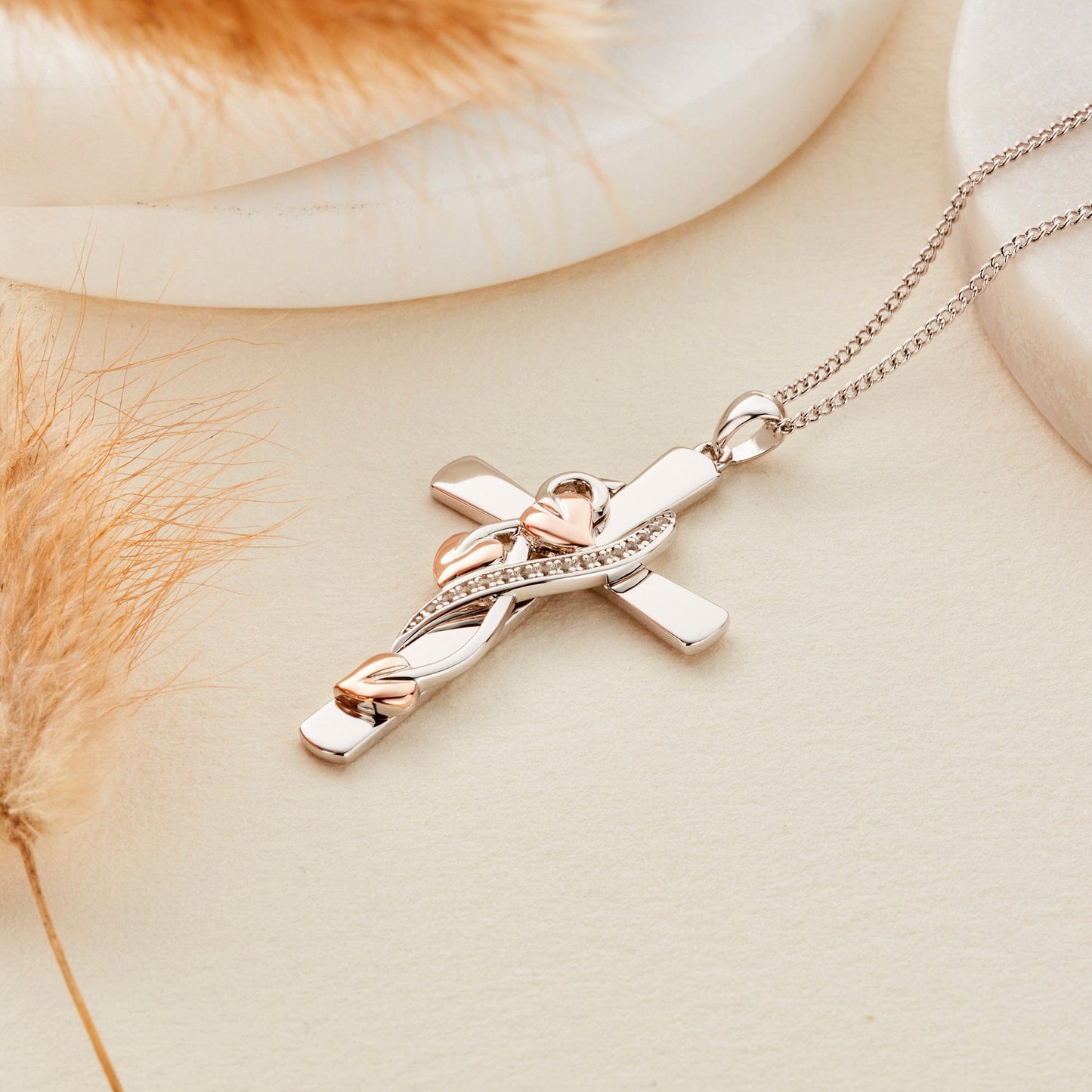 Tree of Life® Sterling Silver Vine Cross Pendant with Topaz
