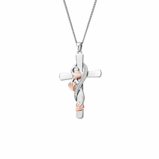 Tree of Life® Sterling Silver Vine Cross Pendant with Topaz