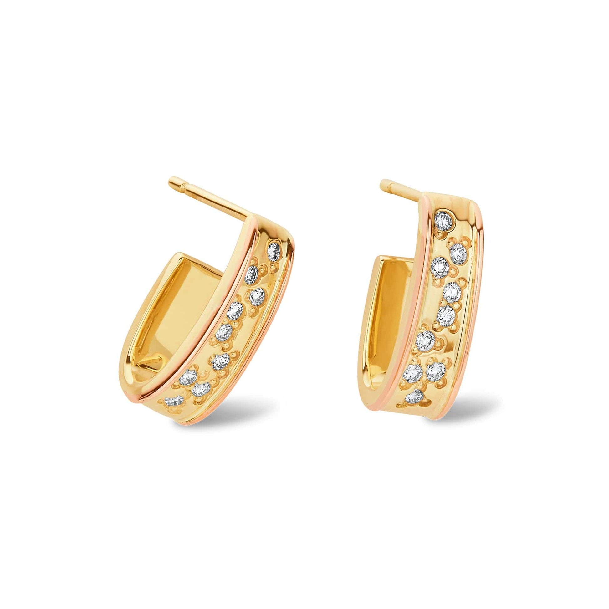Cariad® 9ct Solid Gold Sparkle Half-Hoop Earrings with Diamonds