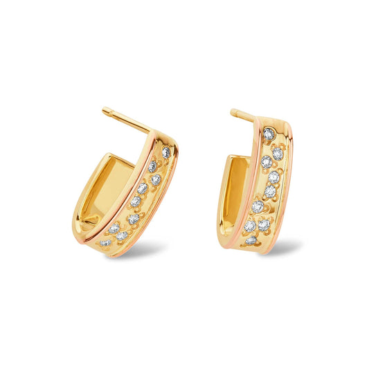 Cariad® 9ct Solid Gold Sparkle Half-Hoop Earrings with Diamonds