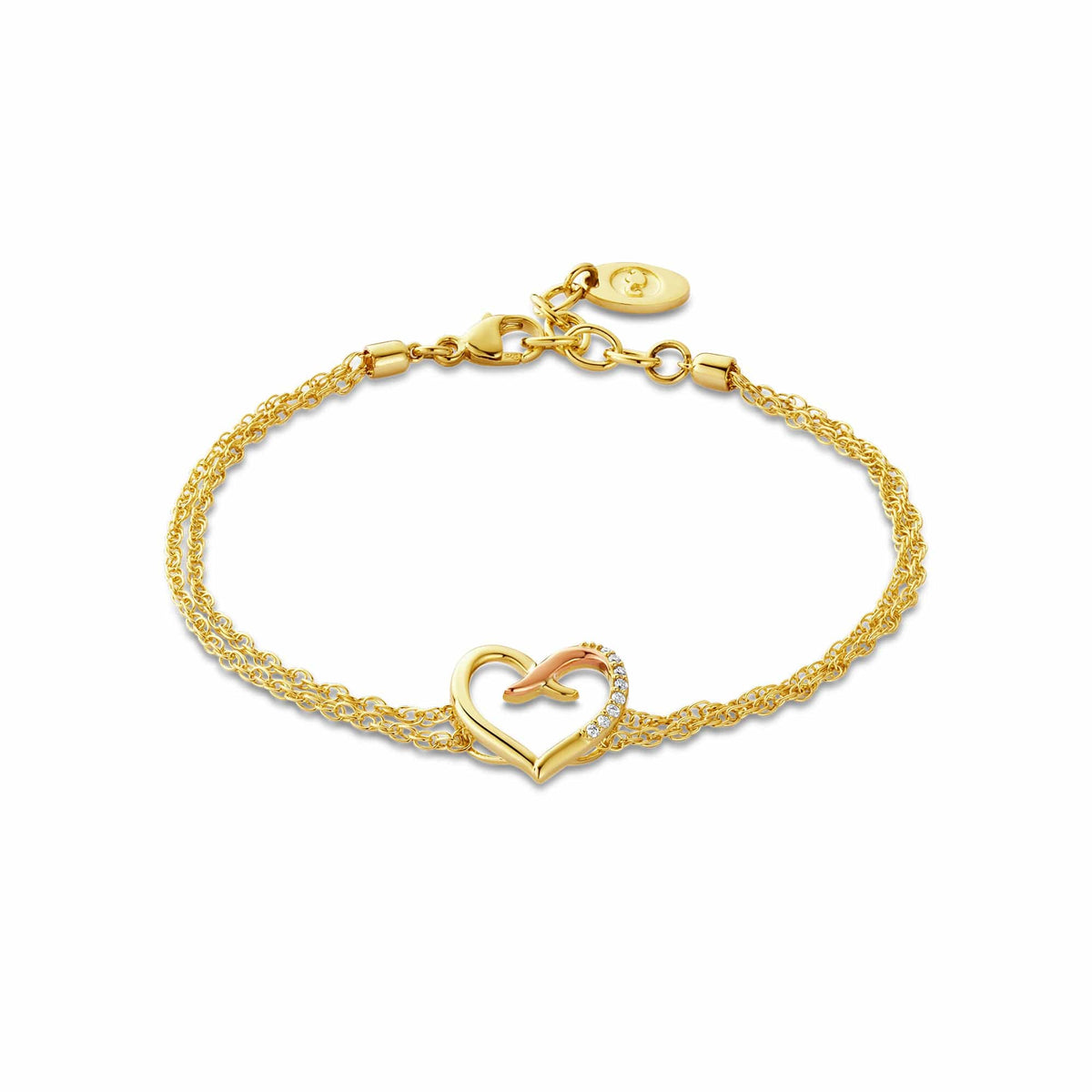 Forever Yours 9ct Solid Kiss Double Chain Bracelet Diamonds