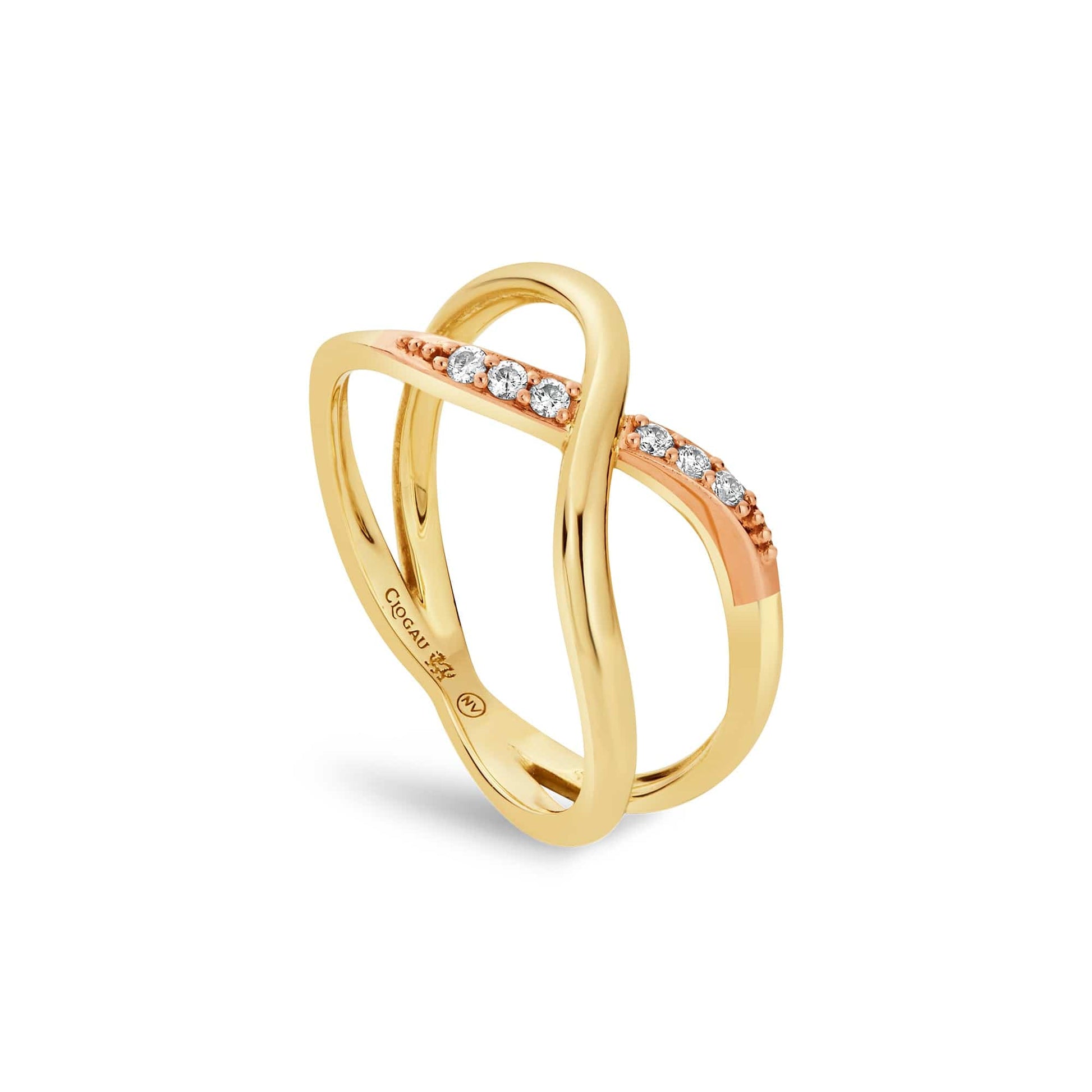 Forever Yours 9ct Solid Gold Kiss Ring with Diamonds