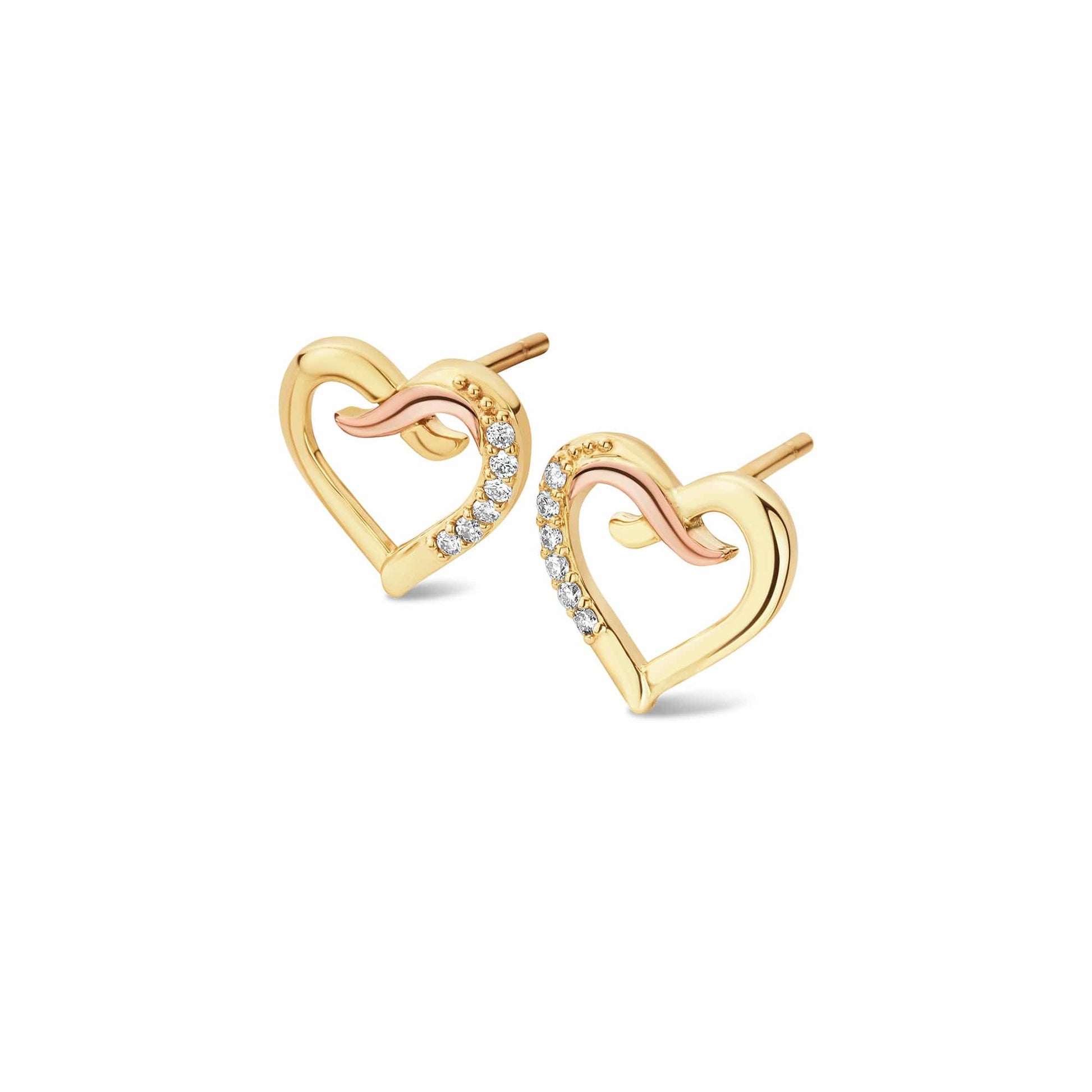 Forever Yours 9ct Solid Gold Kiss Stud Earrings with Diamonds