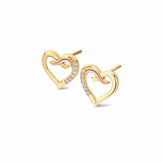 Forever Yours 9ct Solid Gold Kiss Stud Earrings with Diamonds