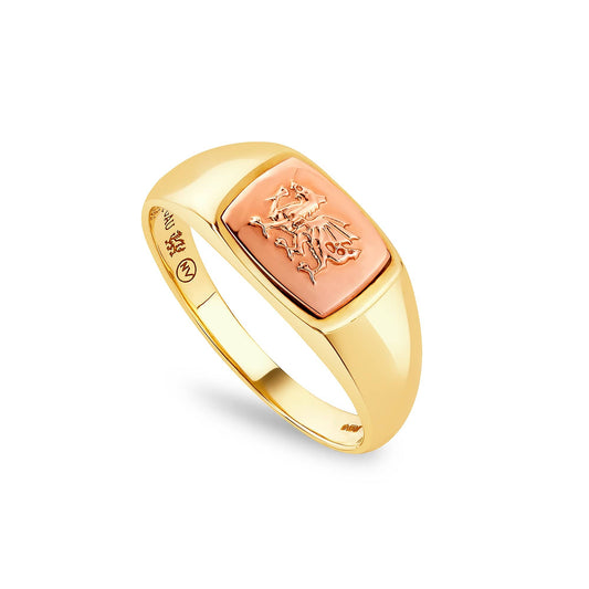 Royal Clogau® 9ct Solid Gold Welsh Dragon Signet Ring