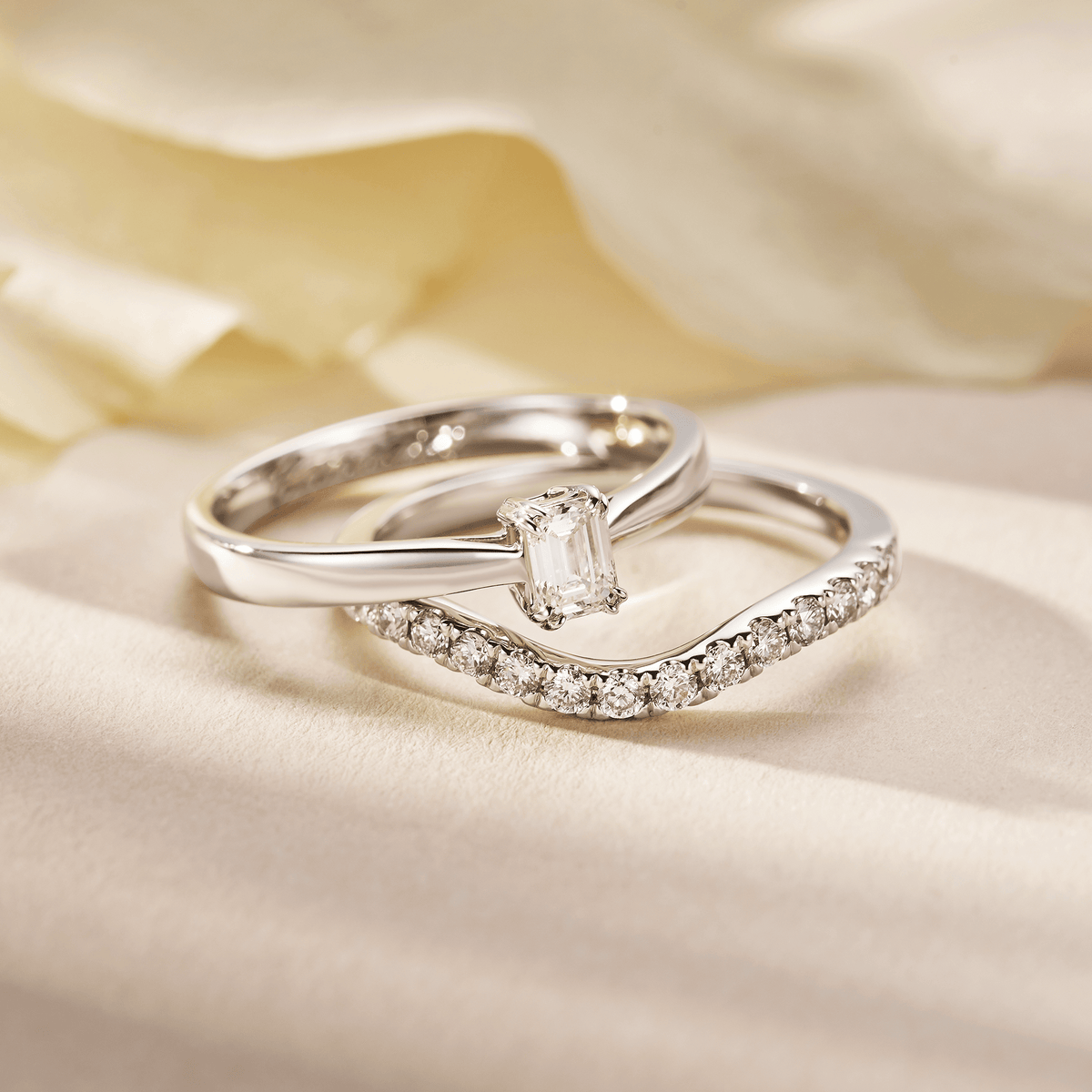 18ct White Gold Cariad Wedding Ring with Diamonds