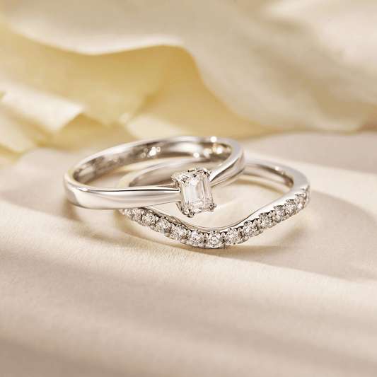 9ct White Gold Cariad Wedding Ring with Diamonds