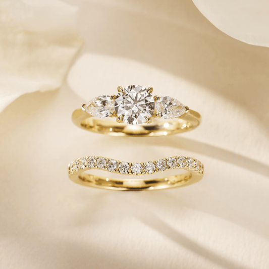 18ct Yellow Gold Past Present Future Wedding Ring with Lab-Grown Diamonds