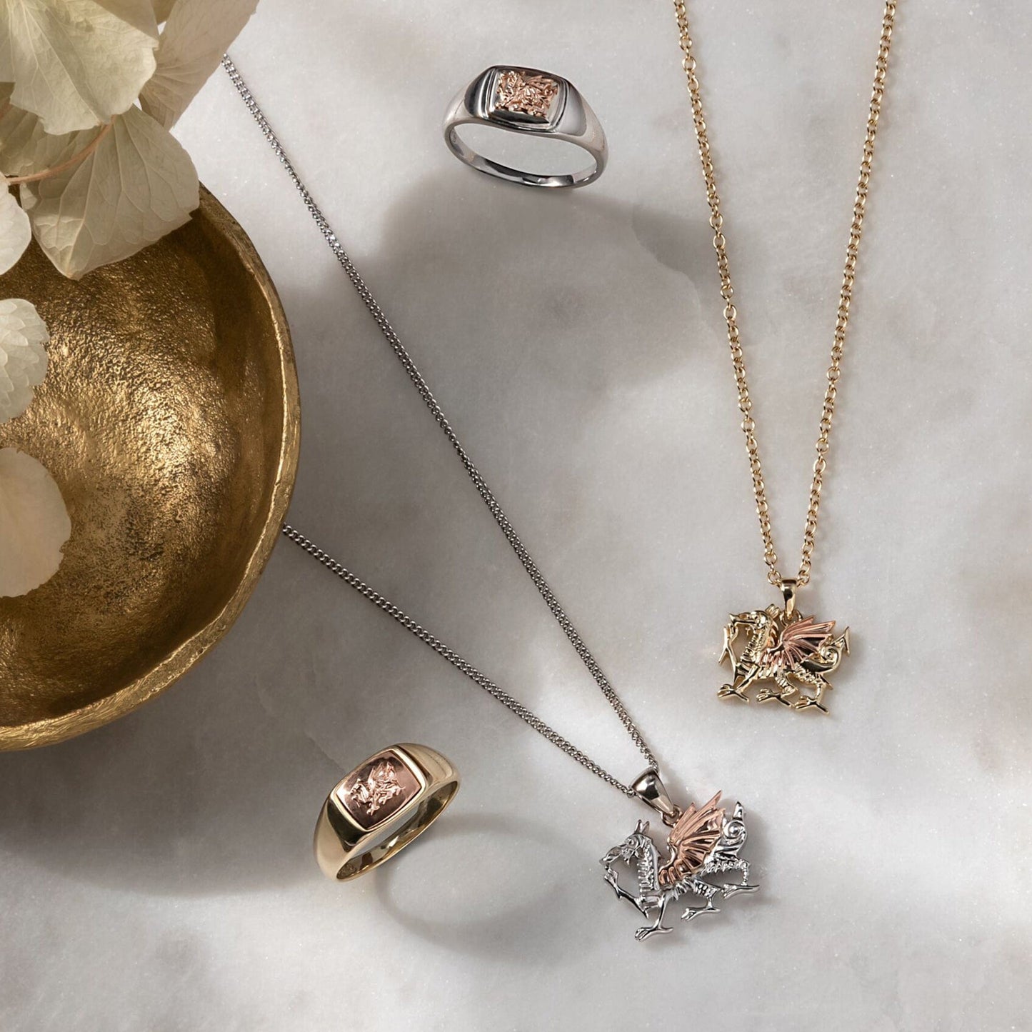 Royal Clogau® 9ct Solid Gold Welsh Dragon Pendant