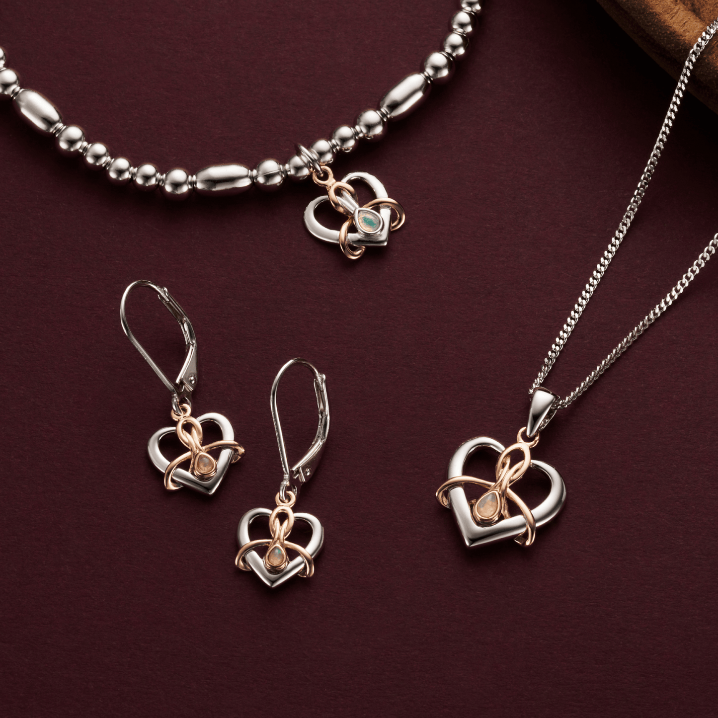 Forever Yours Sterling Silver Dwynwen Drop Earrings with Opals