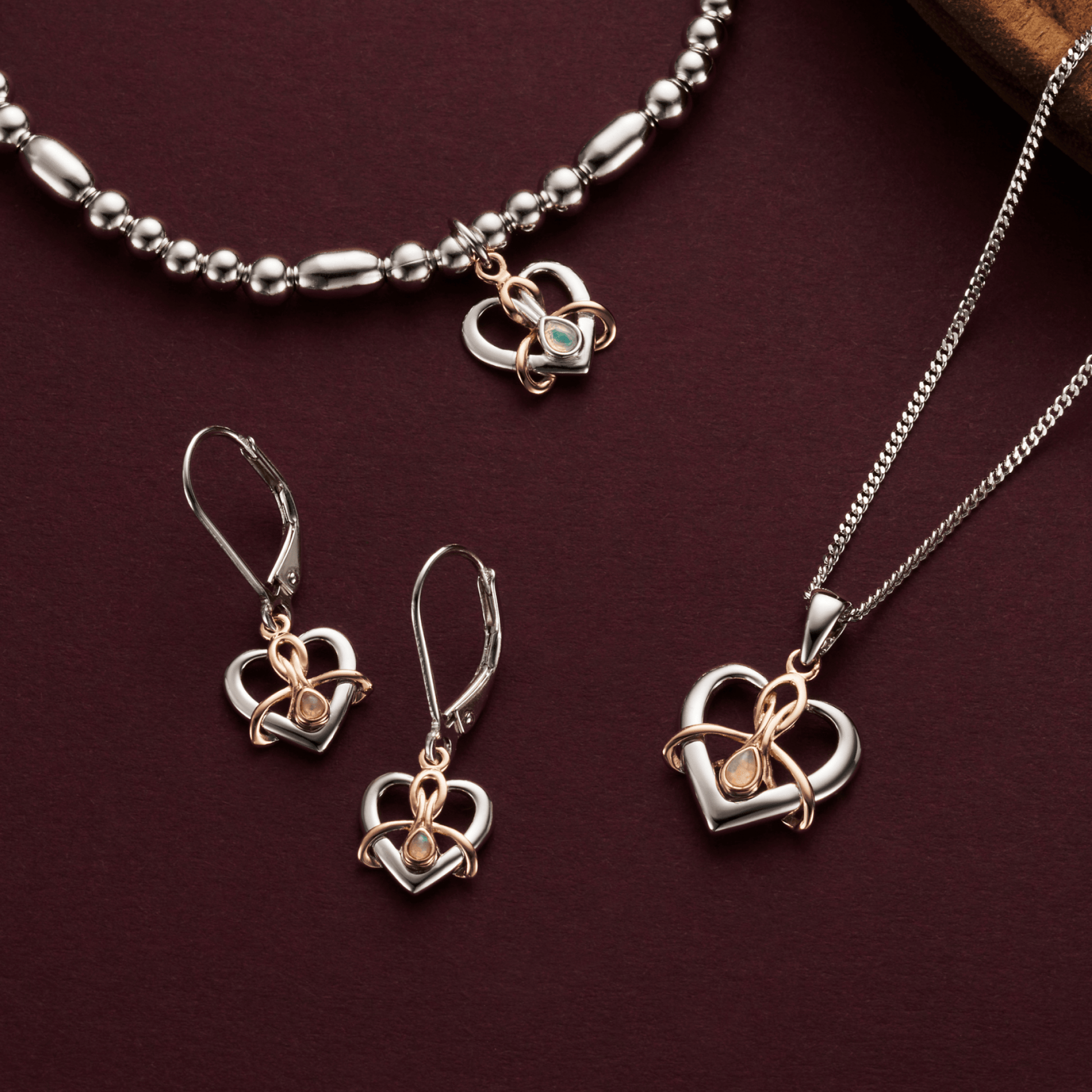 Forever Yours Sterling Silver Dwynwen Drop Earrings with Opals