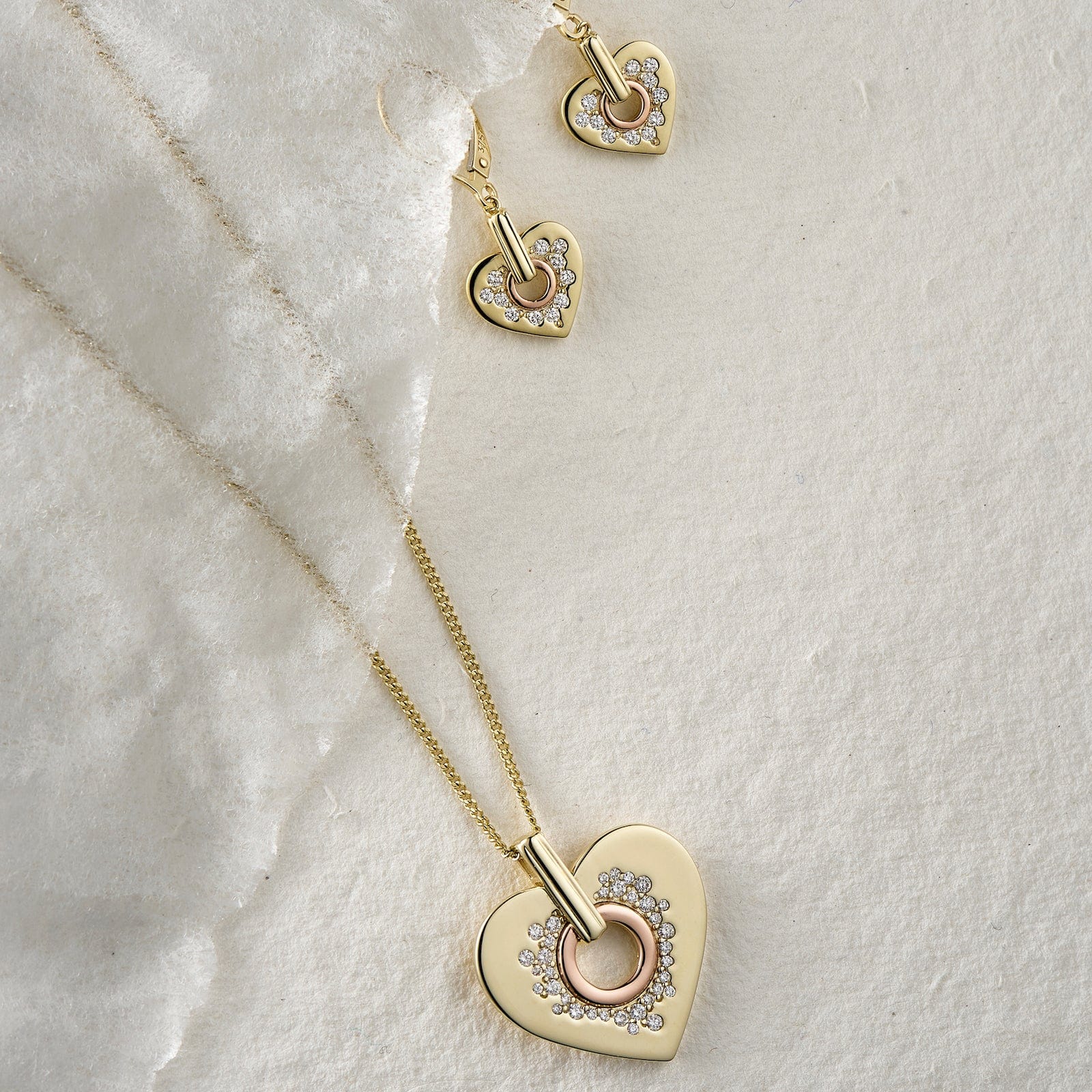 Cariad® Sparkle Gold and Diamond Heart Pendant