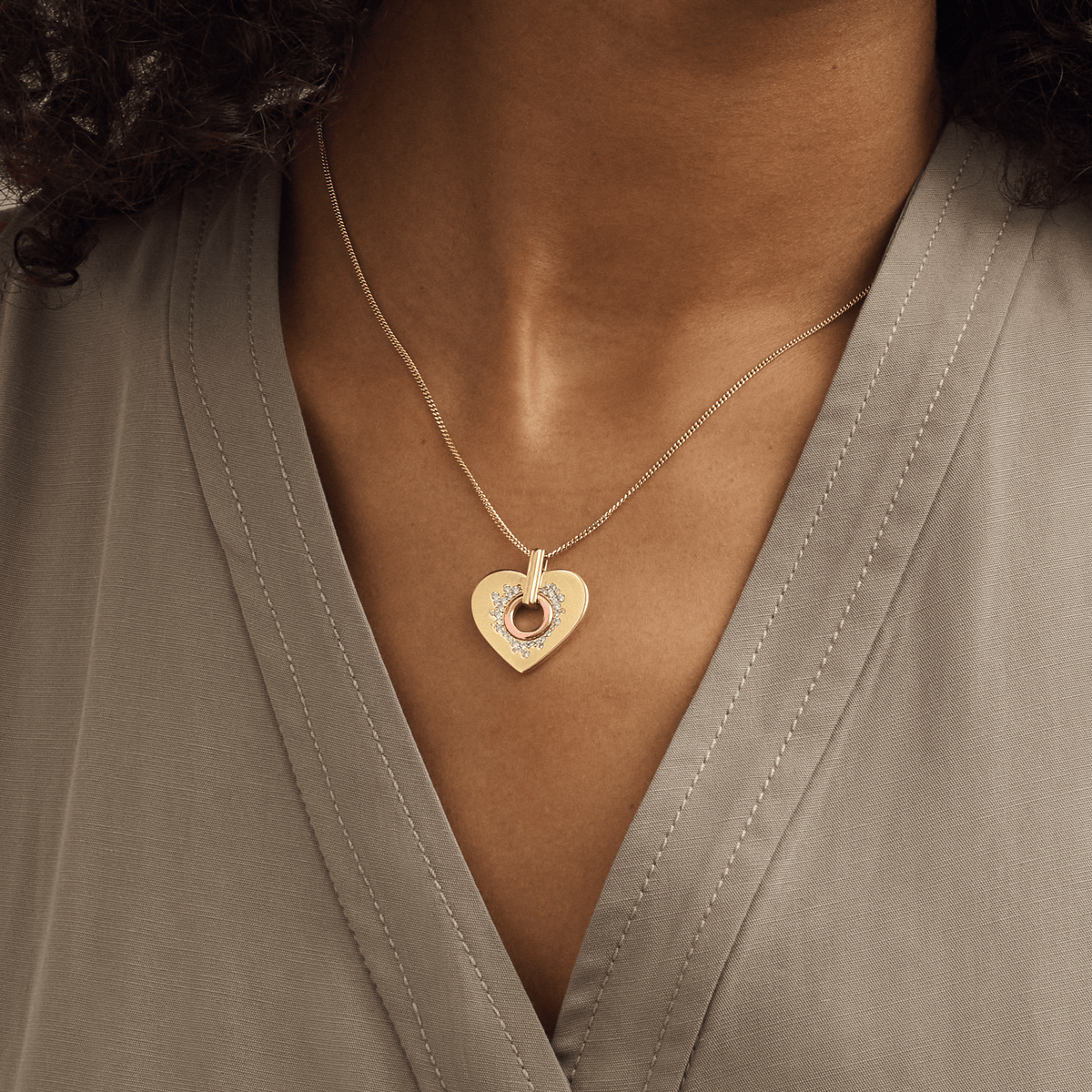 Cariad® 9ct Solid Gold Sparkle Pendant with Diamonds