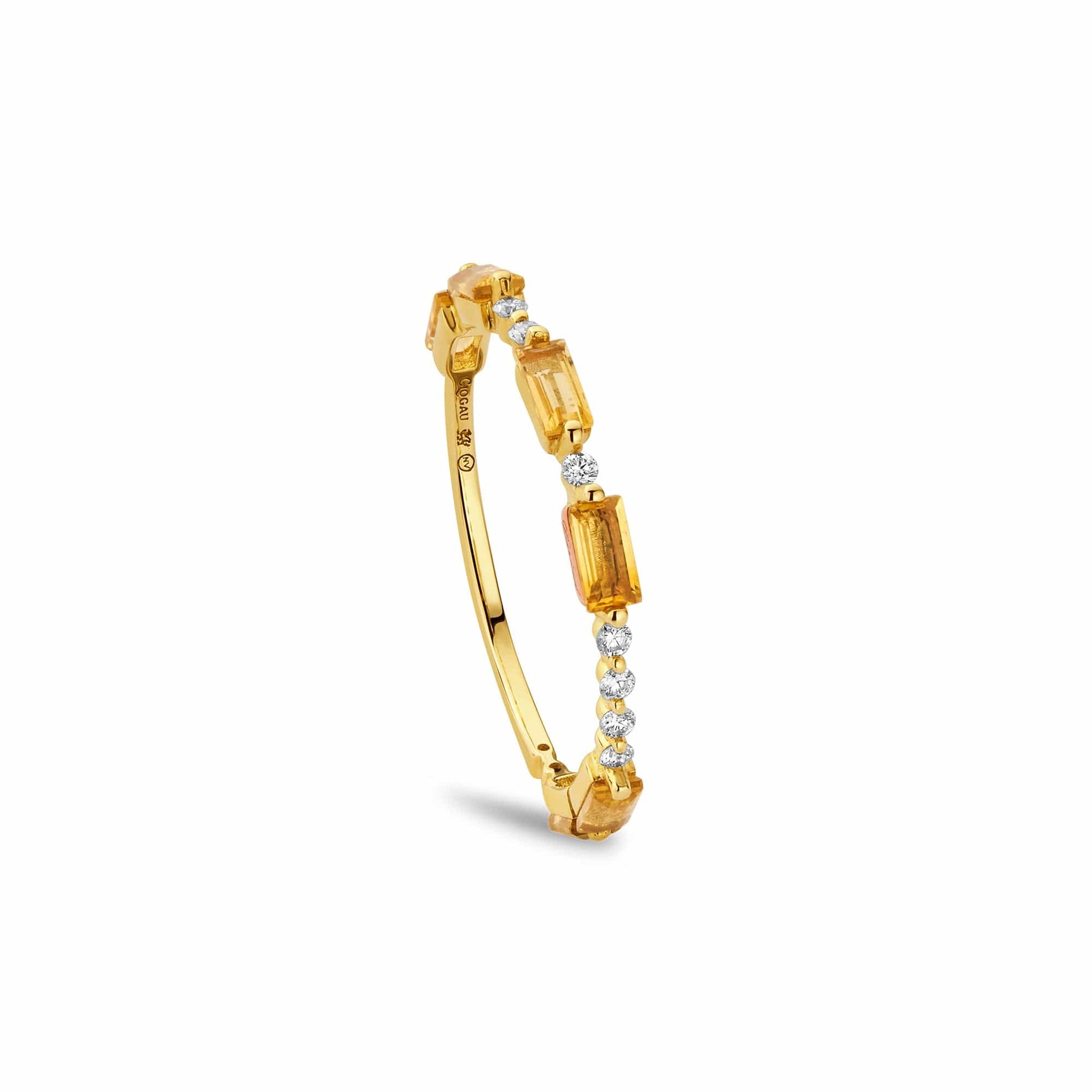Cariad® Morse Code Gold Diamond and Citrine Ring