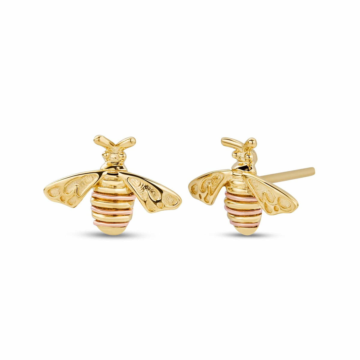 Natures Wonder 9ct Solid Honey Bee Stud Earrings