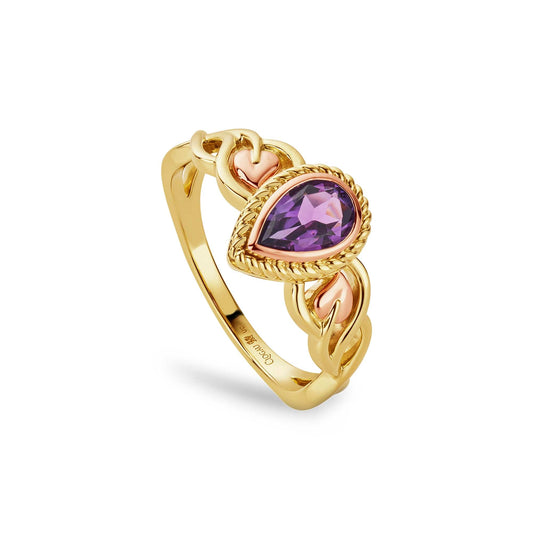 Royal Clogau®  9ct Solid Gold Delphinium Ring with Amethyst