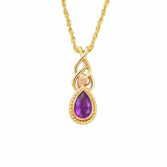 Royal Clogau®  9ct Solid Gold Delphinium Pendant with Amethyst