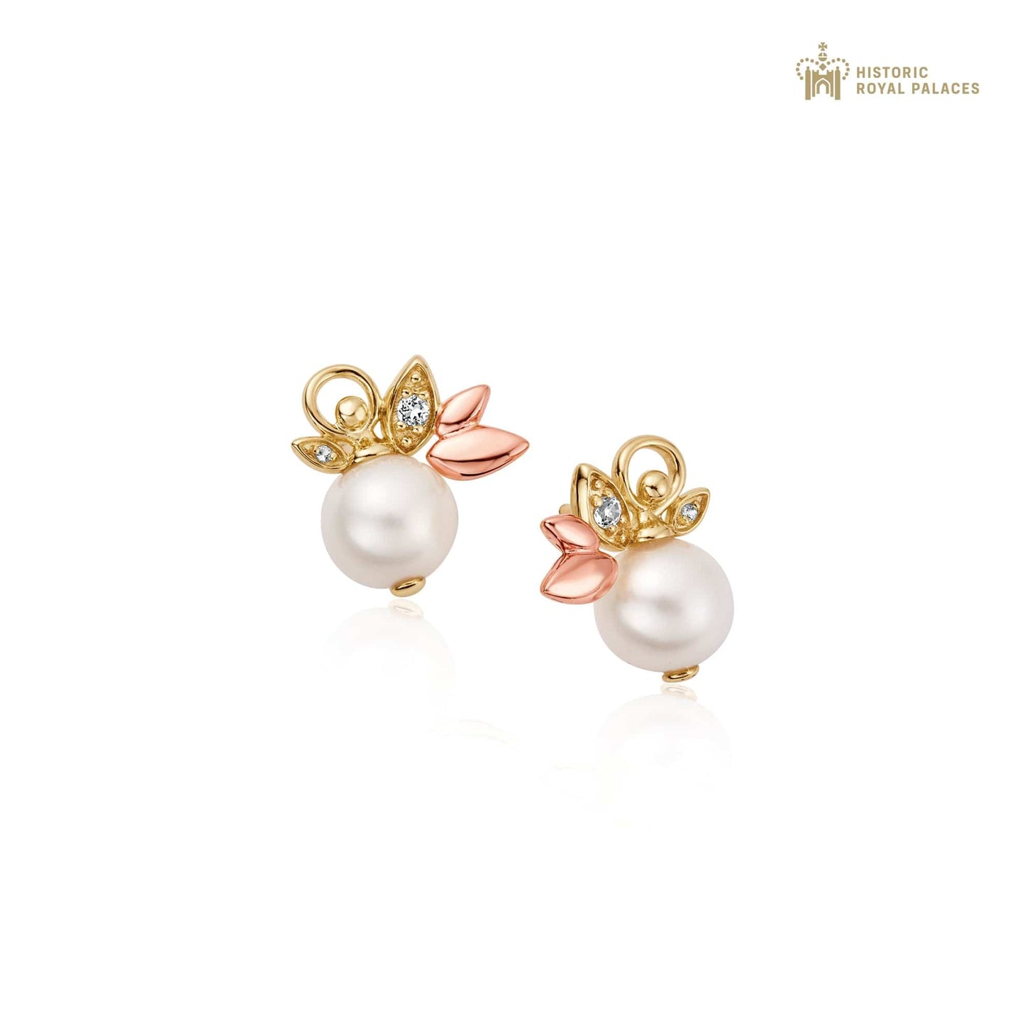 Lily of the Valley Gold, Diamond and Pearl Stud Earrings