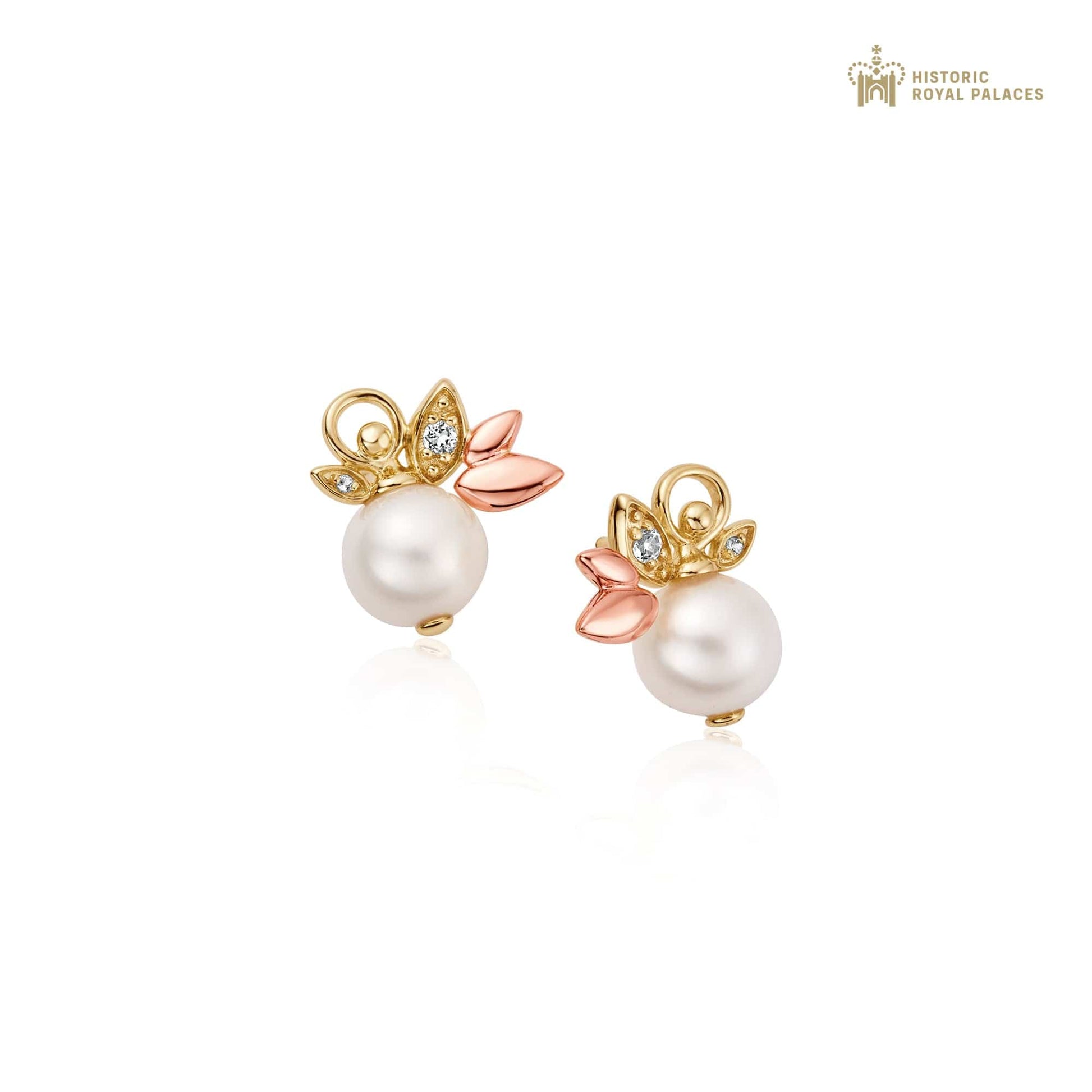 Lily of the Valley Gold, Diamond and Pearl Stud Earrings