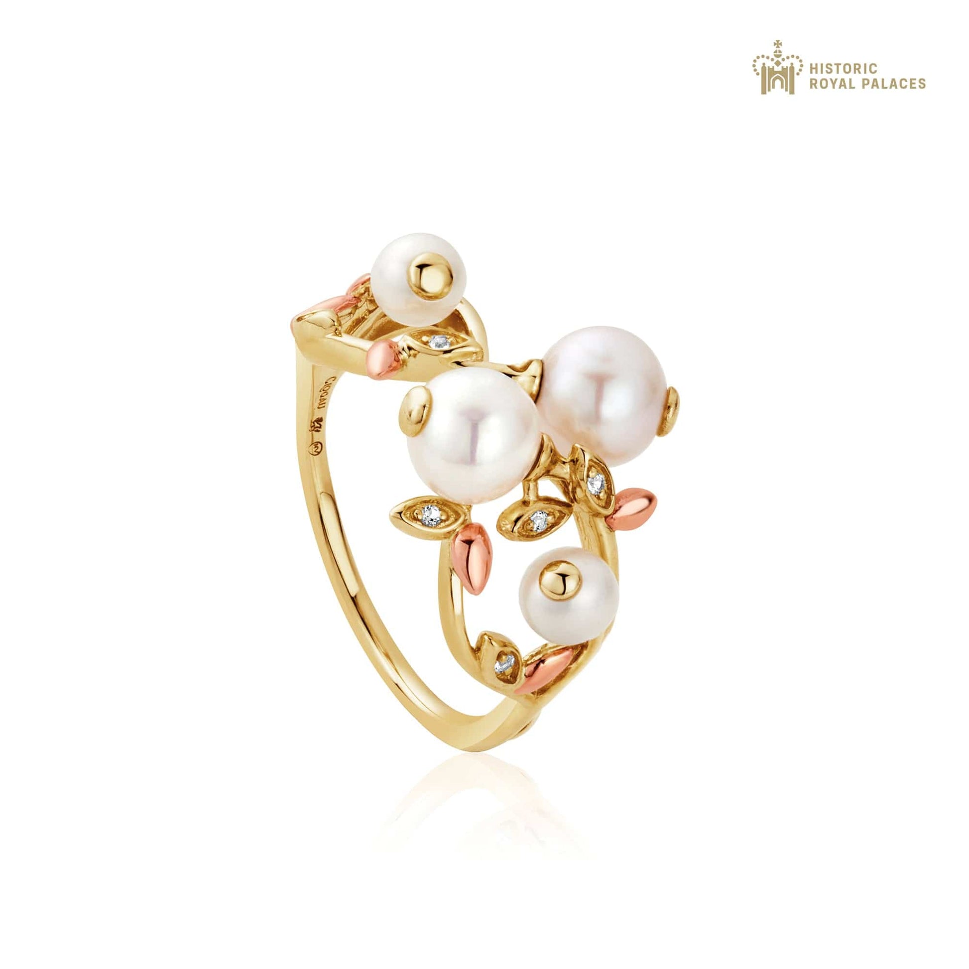 Lily of the Valley Gold, Diamond and Pearl Ring