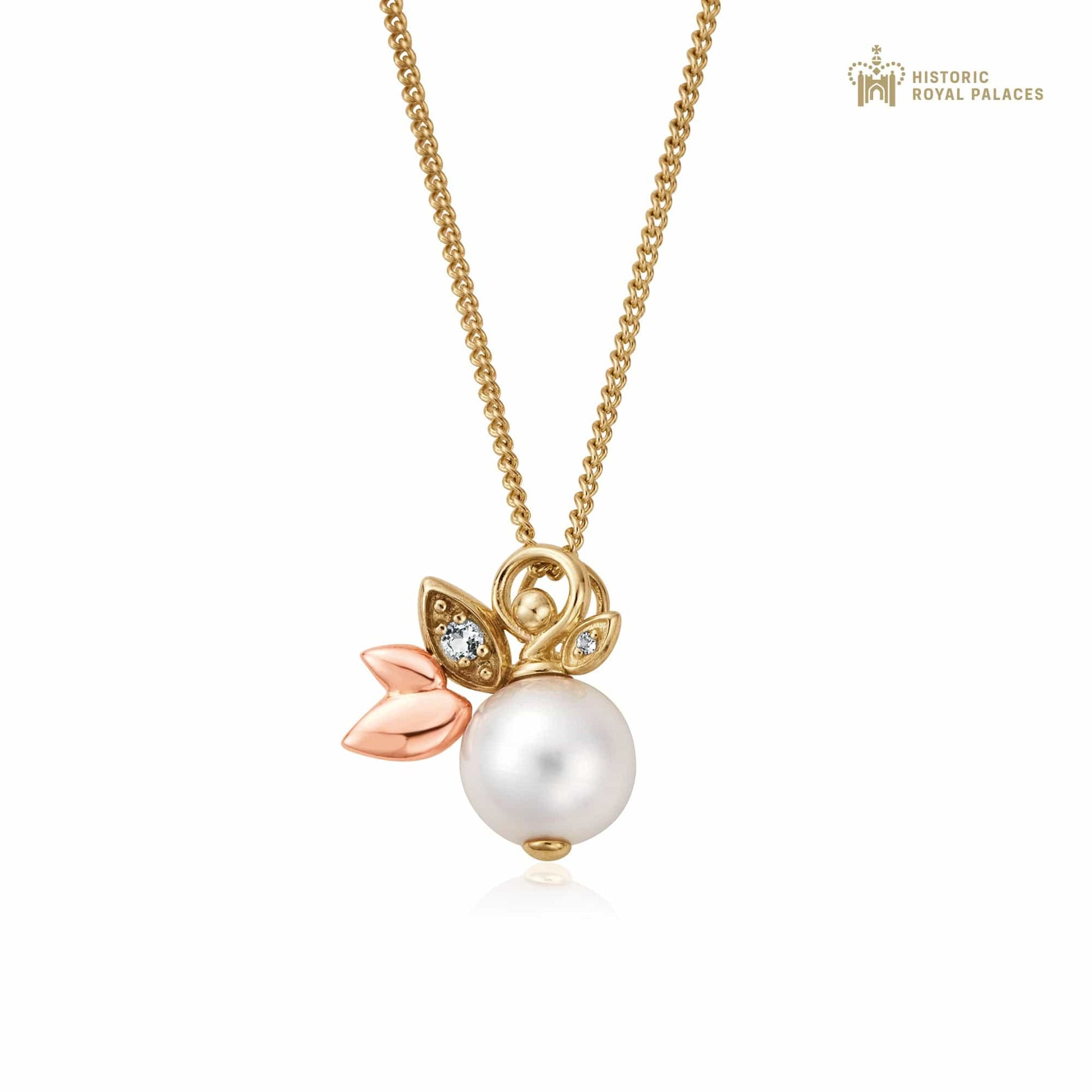 Lily of the Valley Gold and Diamond Single Pearl Pendant