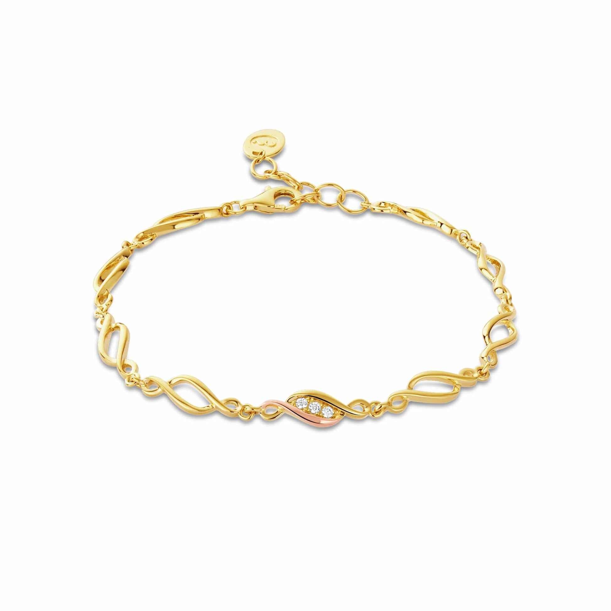 Past Present Future® 9ct Solid Gold Multi-Link Bracelet with Diamonds