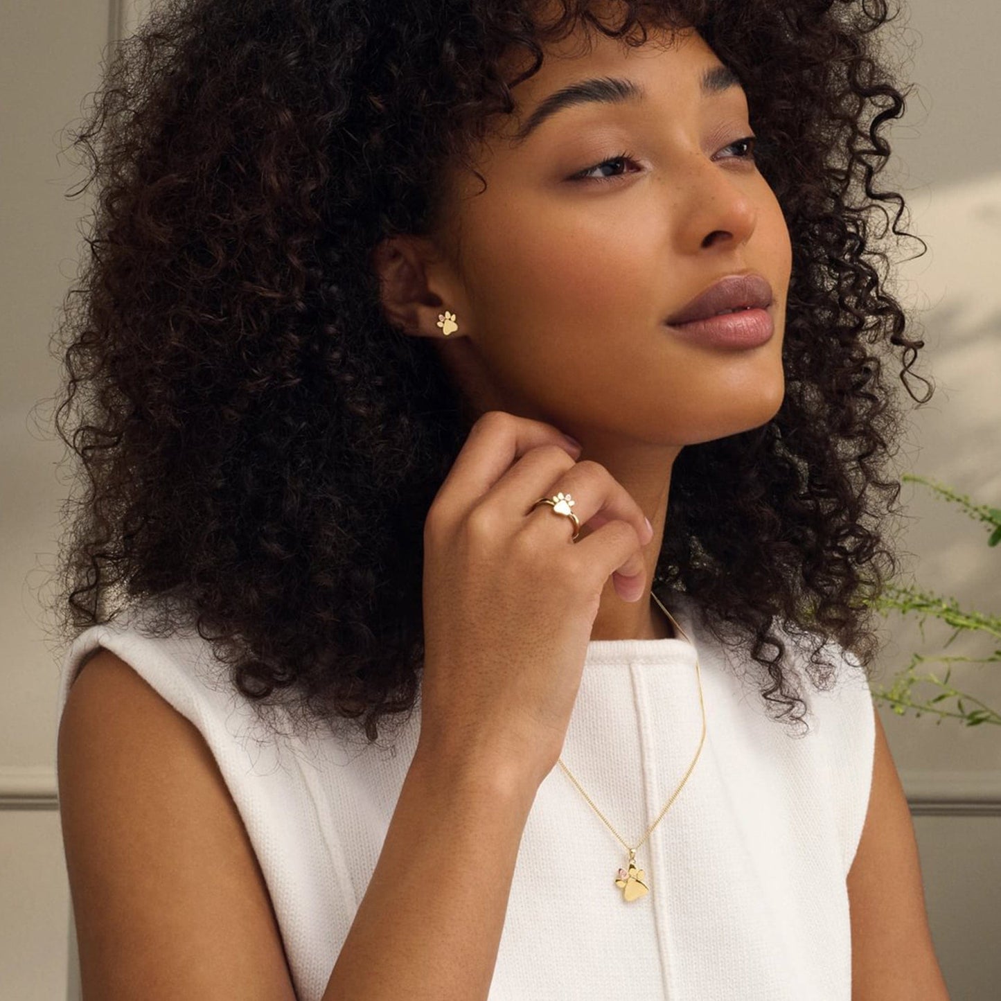 Paw Prints 9ct Solid Gold Stud Earrings with Diamonds