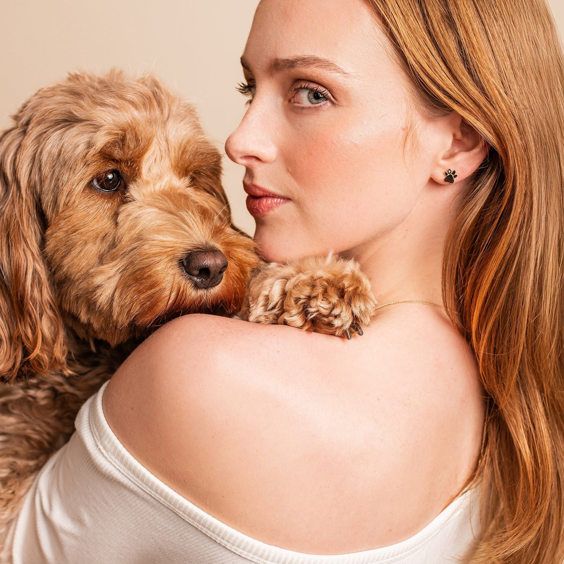 Paw Prints 9ct Solid Gold Stud Earrings with Diamonds