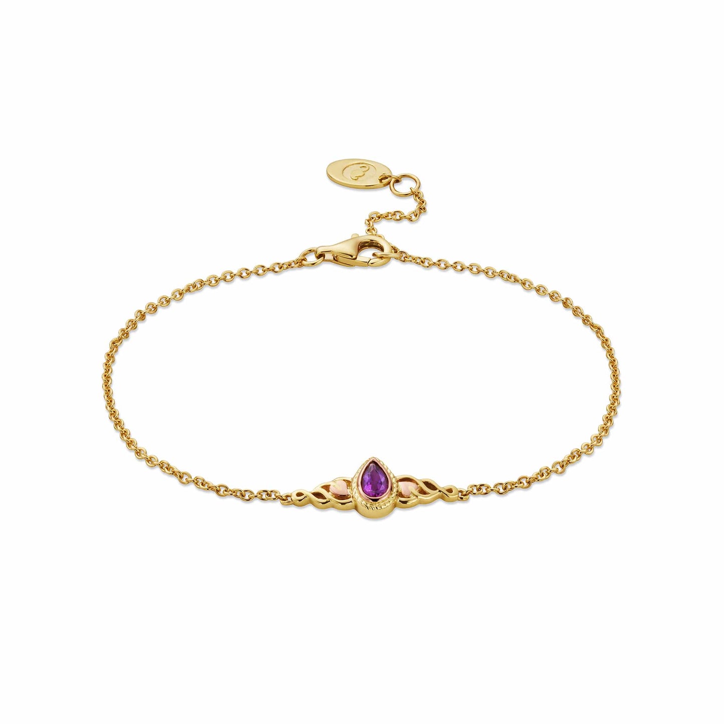 Royal Clogau® 9ct Solid Gold Delphinium Bracelet with Amethyst
