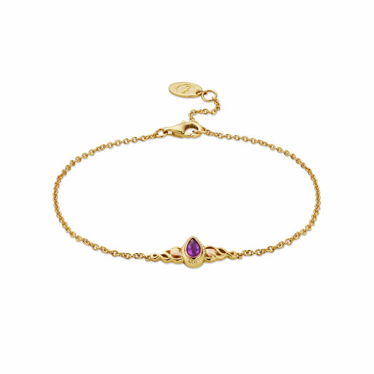 Royal Clogau® 9ct Solid Gold Delphinium Bracelet with Amethyst