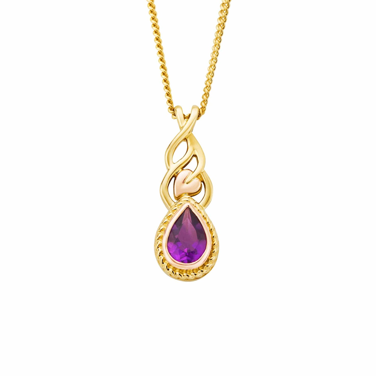 Royal Clogau® 9ct Solid Gold Delphinium Pendant with Amethyst