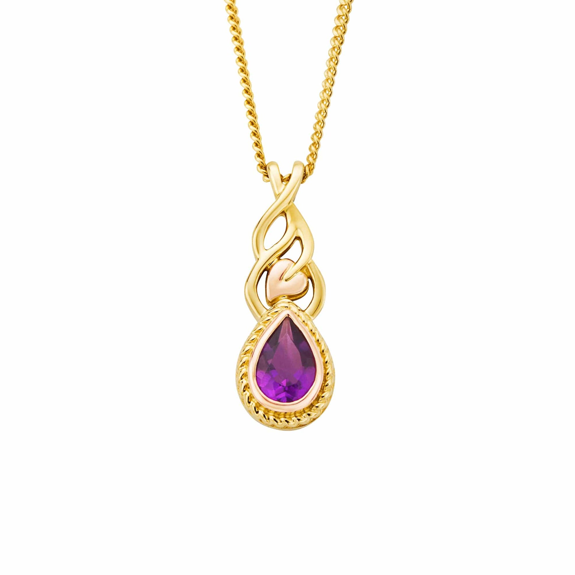 Royal Clogau® 9ct Solid Gold Delphinium Pendant with Amethyst