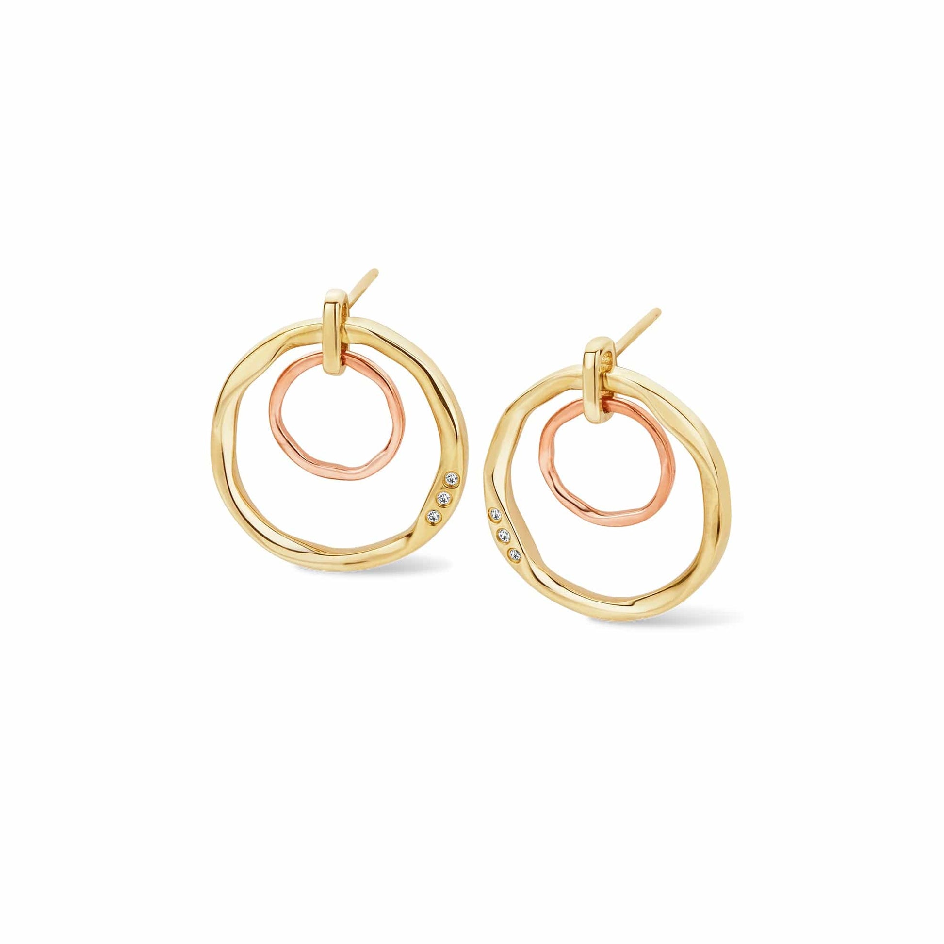 Ripples Gold and Diamond Earrings