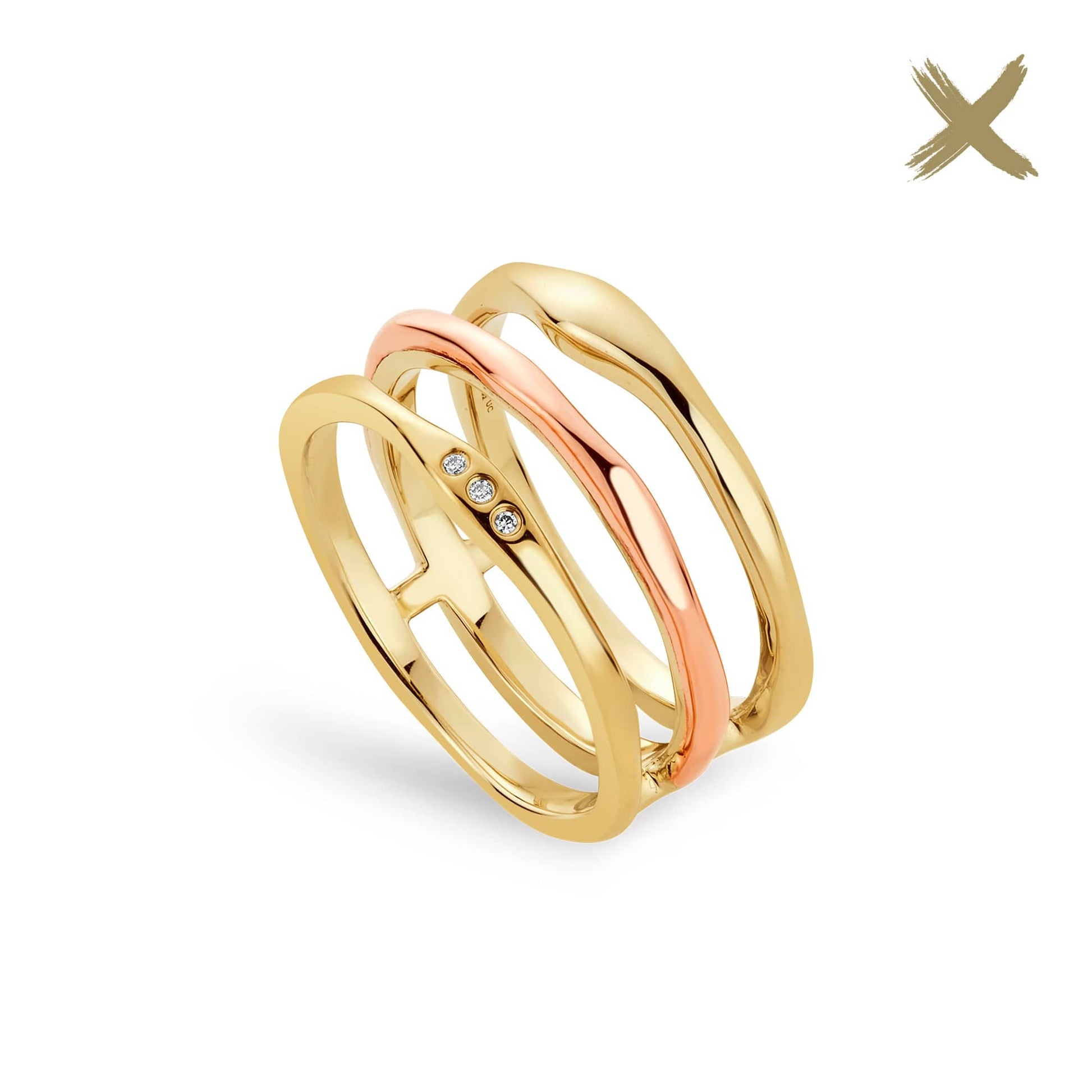 Ripples Gold and Diamond Ring