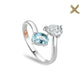 Ti a Fi White Gold, Diamond and Aquamarine Oval-Cut Ring
