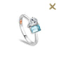 Ti a Fi White Gold, Diamond and Aquamarine Emerald-Cut Ring