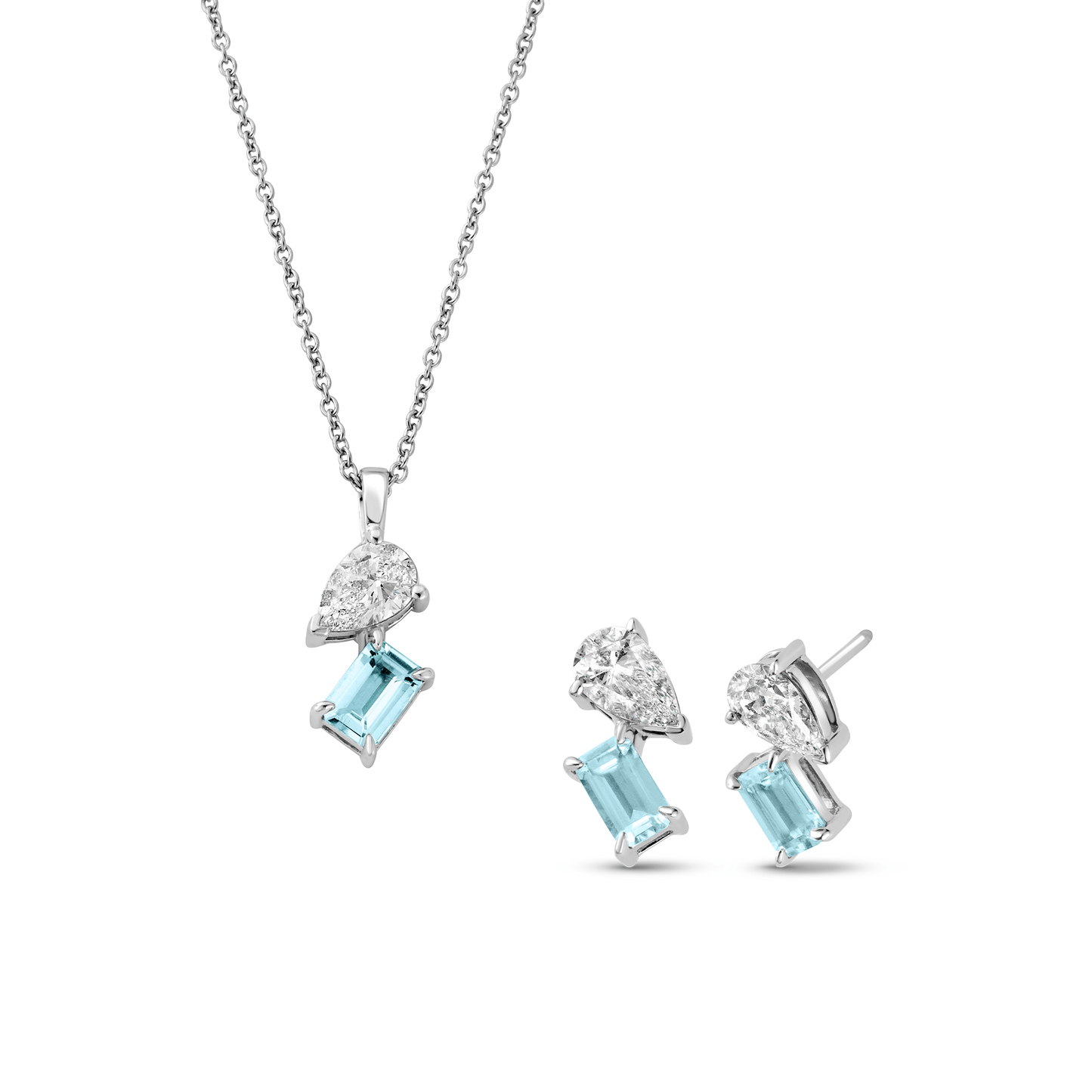 Promises 9ct Solid White Gold Pendant with Aquamarine Bridal Set