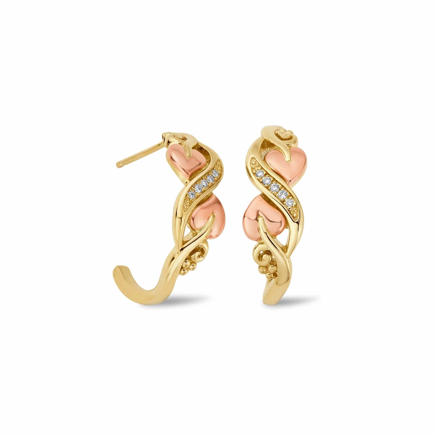 Tree of Life® Gold and Diamond Half-Hoop Earrings